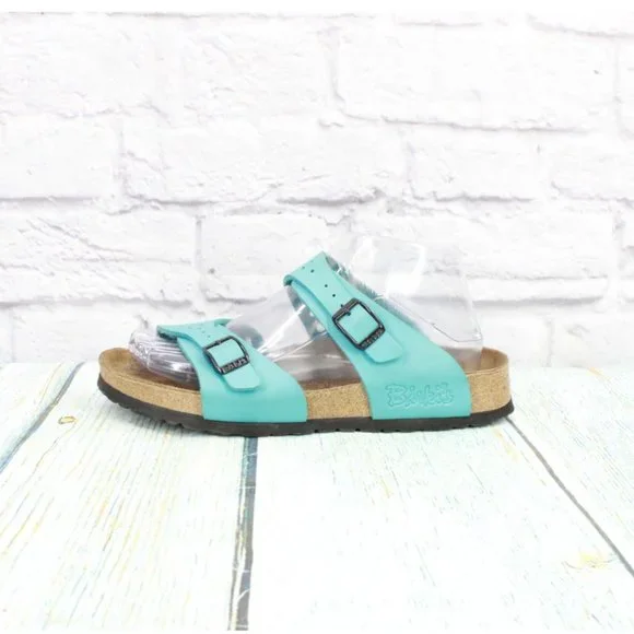 Birkenstock Birki's Freeport Blue Perforated Leather 2 Strap Sandals Size L6 M4 - Picture 1 of 9